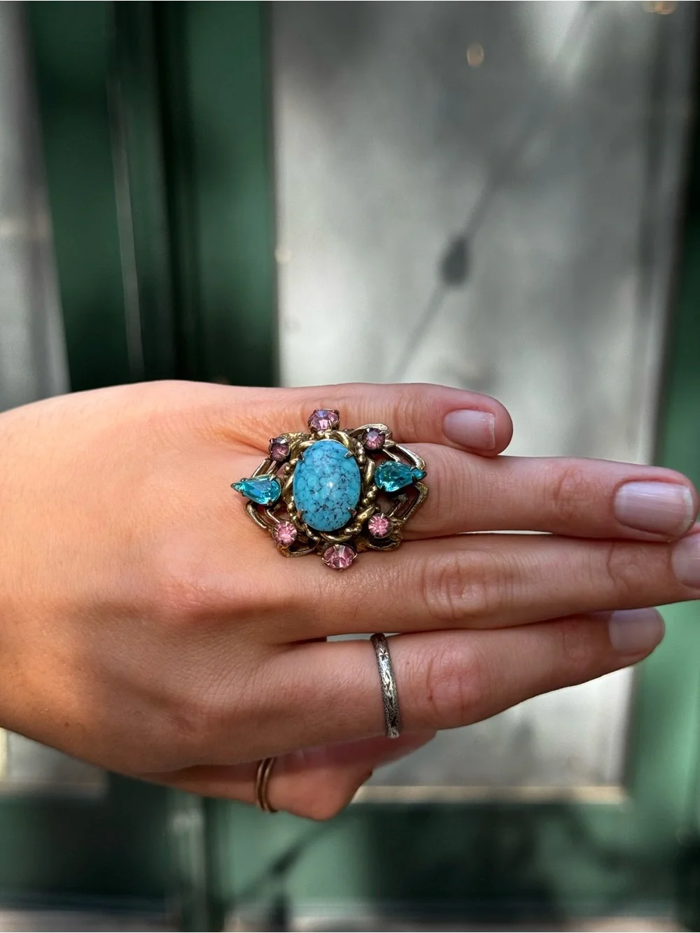 Vintage Turquoise Statement Cocktail Ring